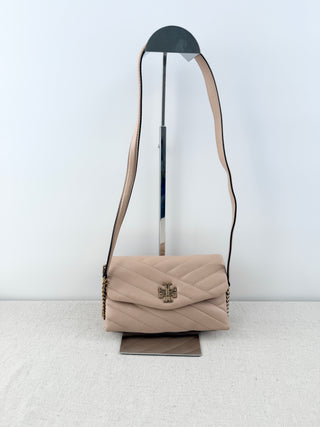 NWOT Tory Burch Small Leather Quilted Shoulder Cross Body Bag Beige