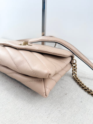 NWOT Tory Burch Small Leather Quilted Shoulder Cross Body Bag Beige