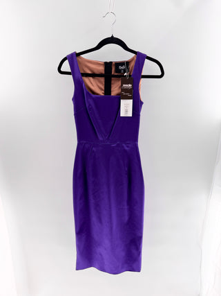 NWT Dolce & Gabbana Sleeveless Silk Sheath Midi Dress Dark Violet 38 IT / US 2