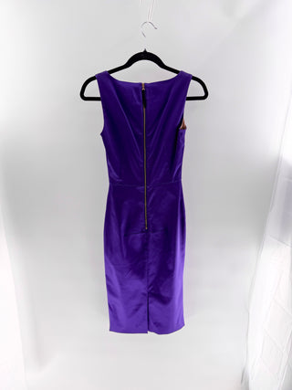NWT Dolce & Gabbana Sleeveless Silk Sheath Midi Dress Dark Violet 38 IT / US 2