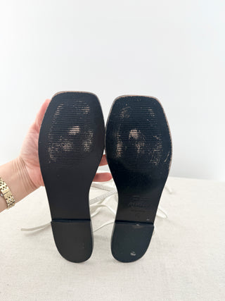 A EMERY leather sandals with wrap strap, 40