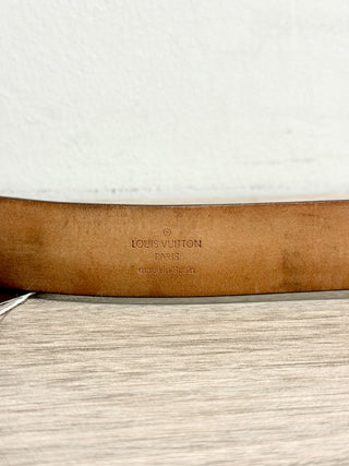 Louis Vuitton Monogram Ceinture Carré Waist Belt with Silver Buckle Brown 34