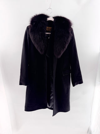 Sachi wool blend coat with fox fur collar, 4 P