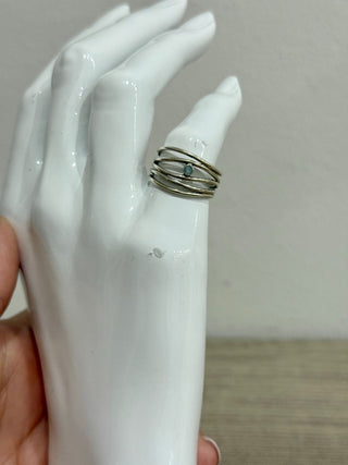 Tiffany & Co. Elsa Peretti Collection Wave Ring Sterling Silver & Aquamarine Size 7
