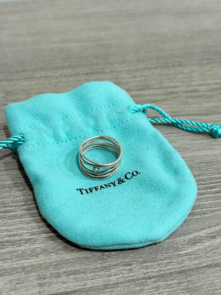 Tiffany & Co. Elsa Peretti Collection Wave Ring Sterling Silver & Aquamarine Size 7