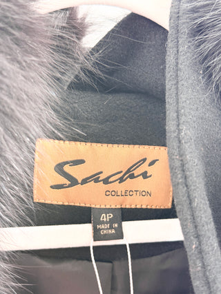 Sachi wool blend coat with fox fur collar, 4 P