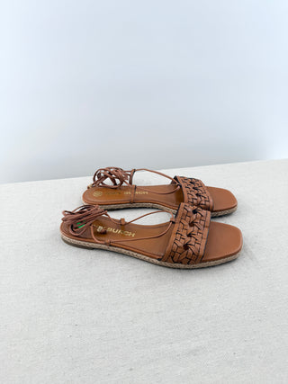 Tory Burch Woven leather wrap sandals, 9