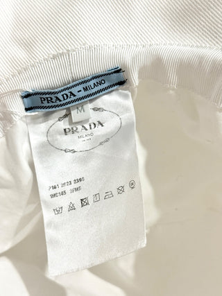 Prada canvas hat with logo, M