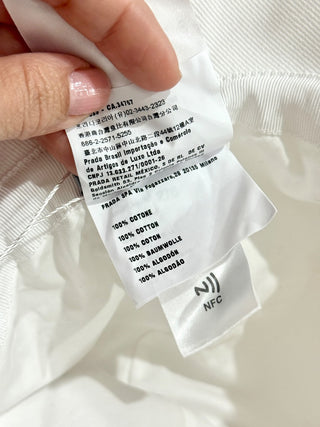 Prada canvas hat with logo, M