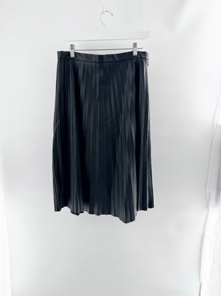 7 For All Mankind faux leather pleated midi skirt, L