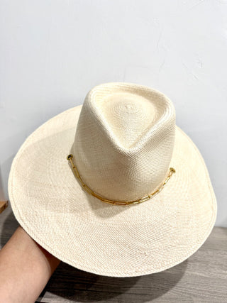 NWT Van Palma Livy Straw Wide-Brim Rancher Hat Natural M