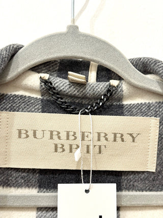 Burberry Brit Wool Blend Finsdale Hooded Duffle Coat with Hood Black Women's L