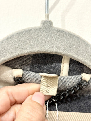 Burberry Brit Wool Blend Finsdale Hooded Duffle Coat with Hood Black Women's L