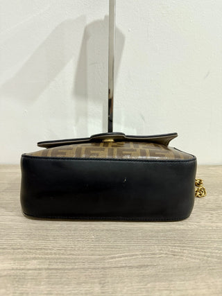 Fendi zucca print flap bag with chain