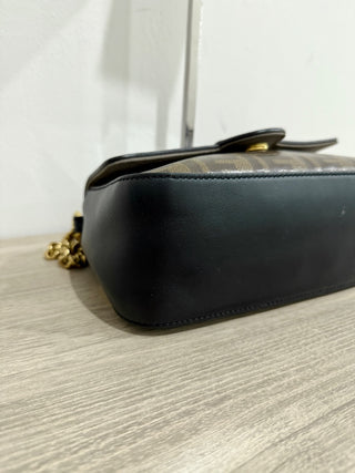 Fendi zucca print flap bag with chain