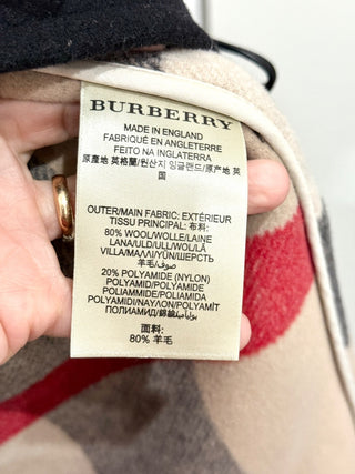 Burberry Brit Wool Blend Finsdale Hooded Duffle Coat with Hood Black Women's L