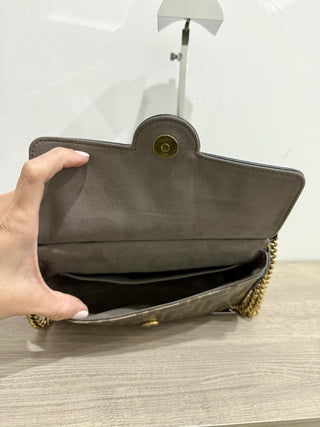 Fendi zucca print flap bag with chain