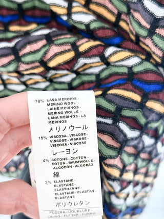 M Missoni Geometric Short Sleeve V-Neck Knit Midi Dress w/ Slip Brown Multi 10