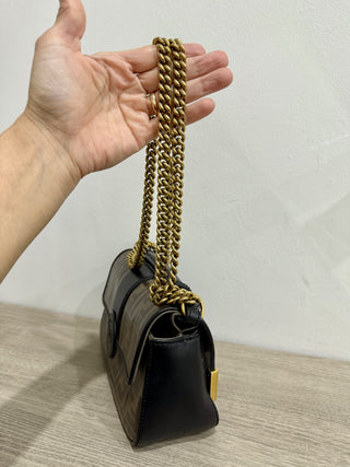 Fendi zucca print flap bag with chain