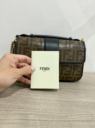 Fendi zucca print flap bag with chain