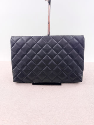 St. John large quilted leather clutch bag
