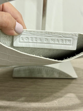 Lozza D Marin White Croc-Embossed Leather Round Mini Handbag
