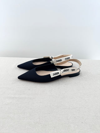 Dior j'adior slingback flat shoes technical textured fabric, 39