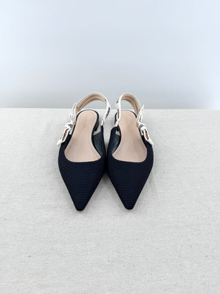 Dior j'adior slingback flat shoes technical textured fabric, 39