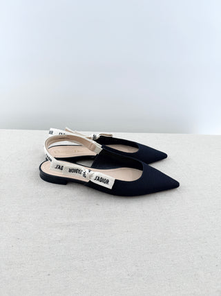 Dior j'adior slingback flat shoes technical textured fabric, 39