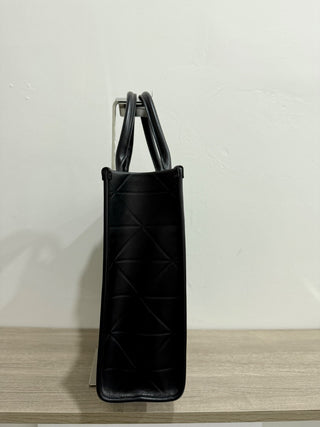 Prada leather Soft Calfskin Triangolo Symbole Embossed Medium Tote Black