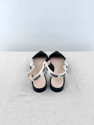Dior j'adior slingback flat shoes technical textured fabric, 39