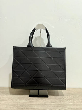 Prada leather Soft Calfskin Triangolo Symbole Embossed Medium Tote Black