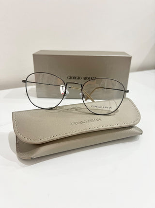 NWT Giorgio Armani AR5082 Gray Metal Frame Optical Frames Round Eyeglass