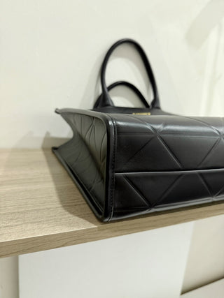 Prada leather Soft Calfskin Triangolo Symbole Embossed Medium Tote Black