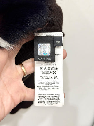 Fendi Wool Mink Fur Paneled Zip Front Sweater Brown/Black Women's 38 IT / US 2