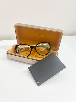 NWT Bvlgari 4143-B-F Navy Blue / Gold Plated Frame Full Rim Round Eyeglasss