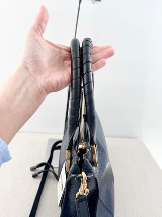 Chloe marcie medium double carry satchel bag in python textured leather