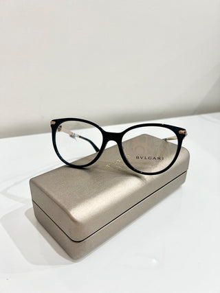 NWT Bvlgari 4143-B-F Navy Blue / Gold Plated Frame Full Rim Round Eyeglasss