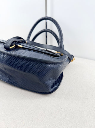 Chloe marcie medium double carry satchel bag in python textured leather