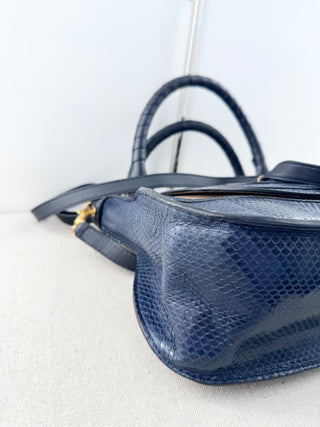 Chloe marcie medium double carry satchel bag in python textured leather