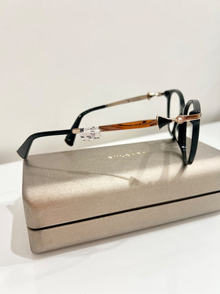 NWT Bvlgari 4143-B-F Navy Blue / Gold Plated Frame Full Rim Round Eyeglasss