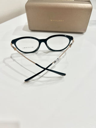 NWT Bvlgari 4143-B-F Navy Blue / Gold Plated Frame Full Rim Round Eyeglasss