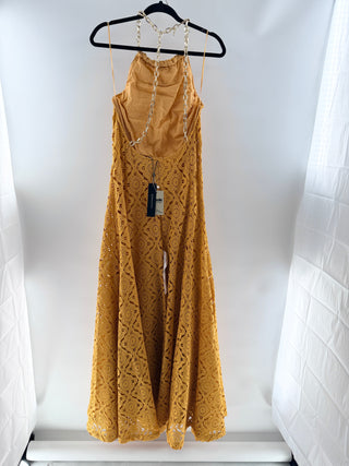 BCBG Max azria long crochet dress with chain detail, S