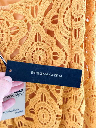 BCBG Max azria long crochet dress with chain detail, S