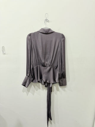 NWT Banana Republic Satin Tie-Wrap Blouse Dusty Amethyst Women's Size Small