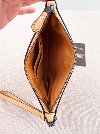Coach zip up pouch leather wristlet