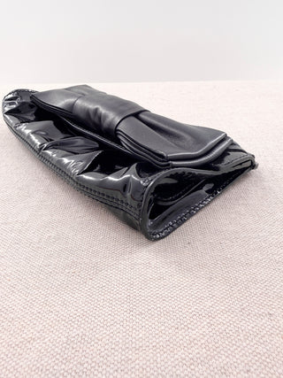 Valentino patent leather clutch bag with leather bow
