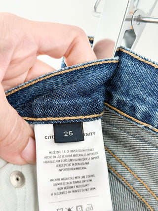 Citizens of Humanity premium vintage denim jeans featuring high-rise fit, relaxed straight-leg fit, and distressed detailing, 25