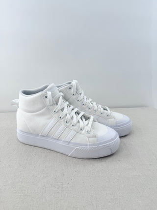Adidas Originals Nizza Canvas Platform High-Top Trainers Sneakers White Womens 8