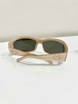 Technomarine TM05aTR Tan Acetate Frame Green Lens Shield Sunglasses